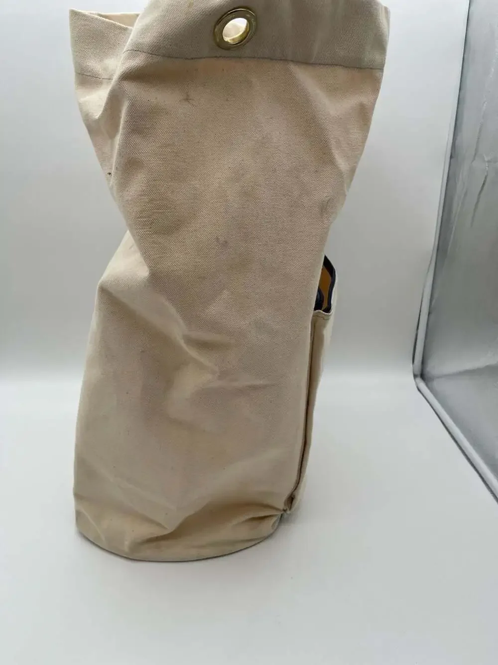 Vintage Key West Canvas Duffle‎ Bag, Cream/Navy Blue, Souvenir Travel Tote